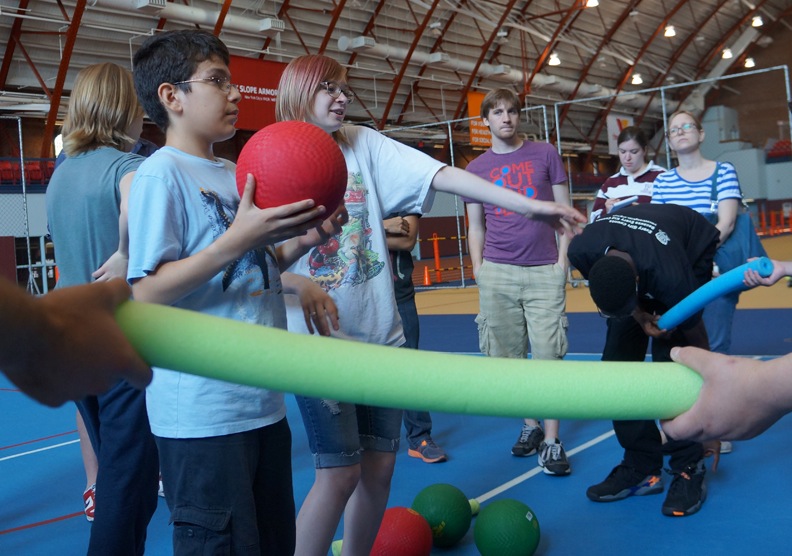 The youth gathered led the creation of the games, from choosing among the props to teaching each other the rules. 